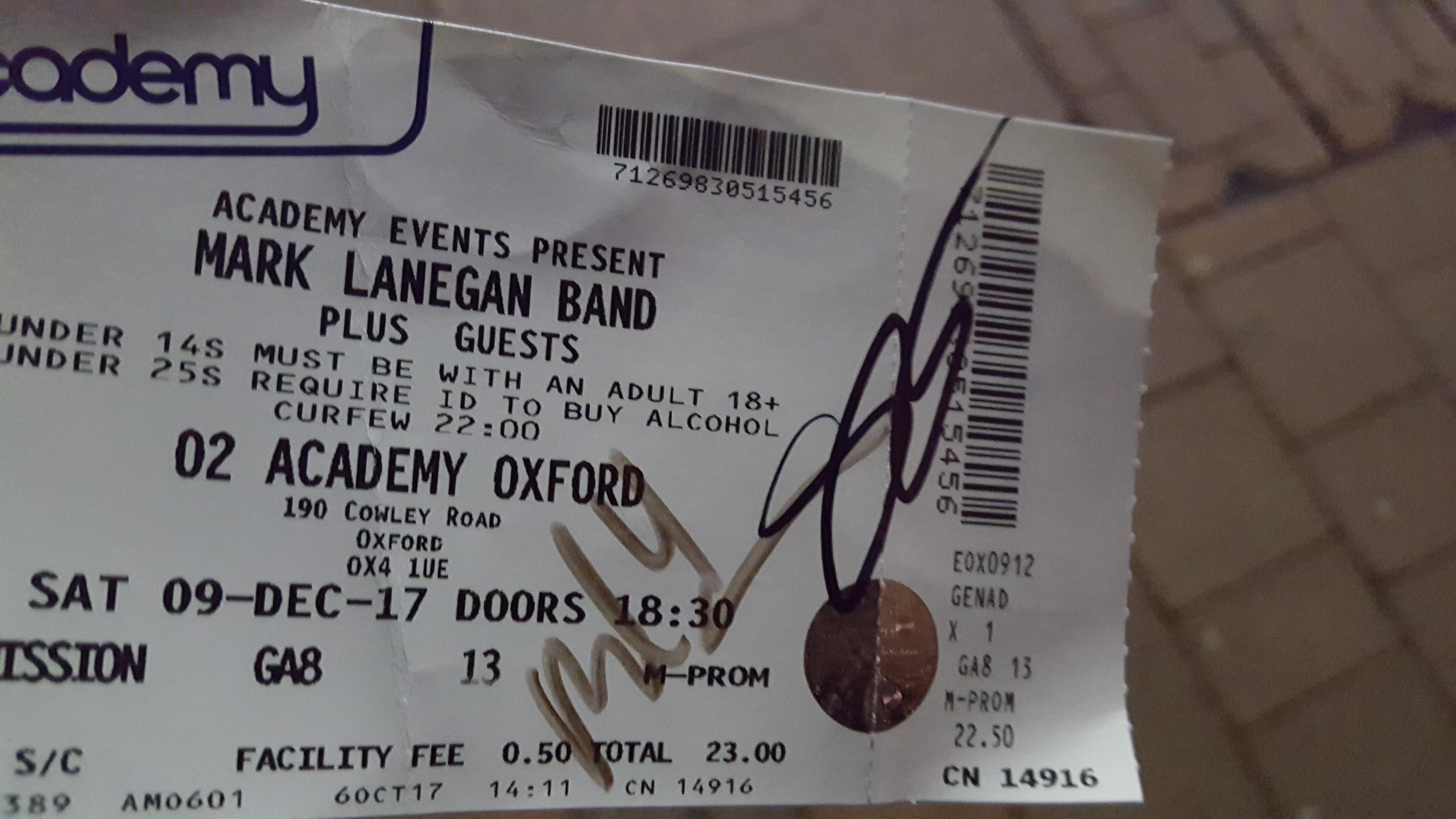 LANEGAN TICKET